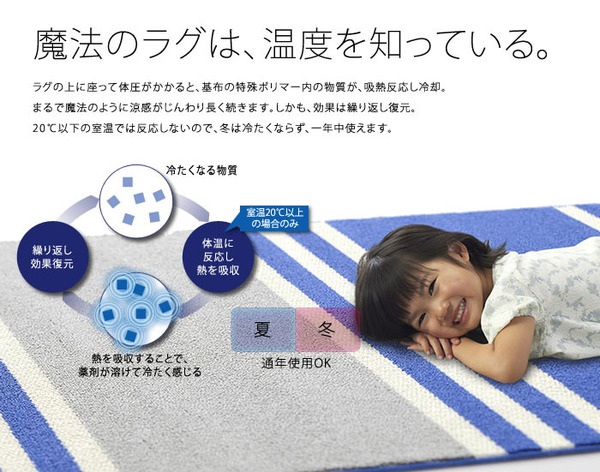 スミノエ ラグマット NEXTHOME マイナス6℃冷たいクールエコ2ラグ フレンチボーダー 130×190cm スカイブルー 日本製 【日本製】