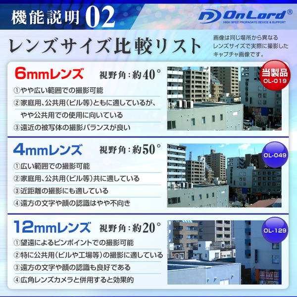 監視カメラ 防犯カメラ 屋外赤外線暗視カメラ 強力赤外線LEDライト 6mmレンズ オンロード (OL-019) 24時間常時録画 暗視撮影 簡単設置