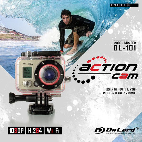 小型カメラ ウェアラブルカメラ スポーツカム アクションカム GoPro(ゴープロ)クラス 1080P 最大60fps WiFi機能 60m防水 広角170° 専用ケース&マウント付属 ActionCam オンロード(OL-101)