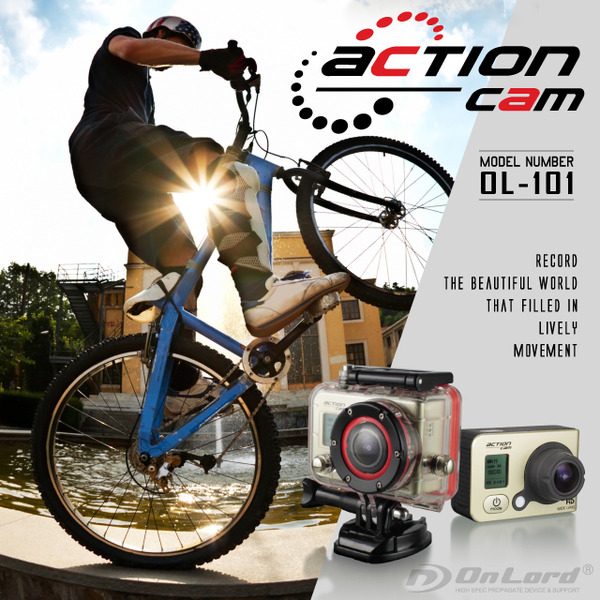 小型カメラ ウェアラブルカメラ スポーツカム アクションカム GoPro(ゴープロ)クラス 1080P 最大60fps WiFi機能 60m防水 広角170° 専用ケース&マウント付属 ActionCam オンロード(OL-101)