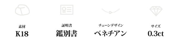 K18 0.3ctダイヤモンドペンダント/ネックレス ベネチアンチェーン(鑑別書付き)
