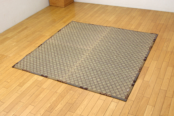 純国産 い草ラグカーペット 『Fダイヤ』 ブラウン 約174×230cm(裏:ウレタン)