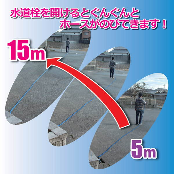 NEW魔法のホース(ホースセット) 全長最大15m 7種類散水パターン (洗車/ガーデニング/玄関回り)