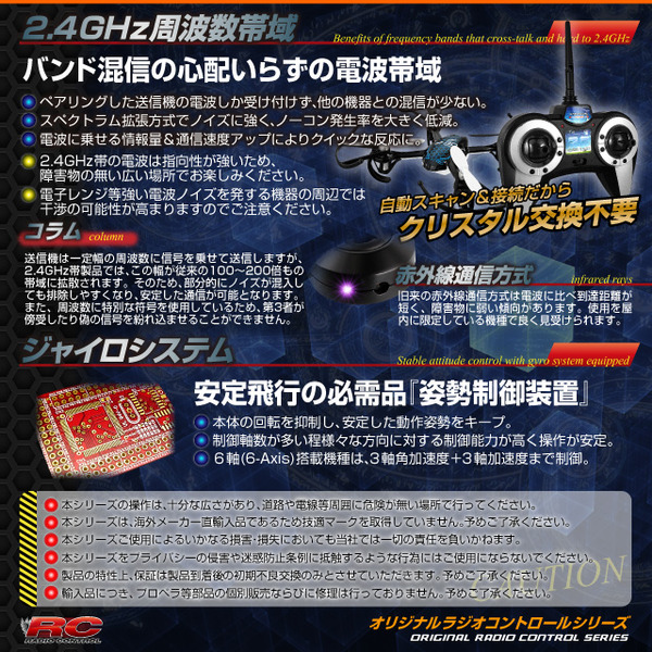 【RCオリジナルシリーズ】小型カメラ搭載ラジコン クアッドコプター ドローン 2.4GHz 4CH対応 6軸ジャイロ搭載 3Dアクション フリップ飛行『007SPY』(OA-3270) HD720P 30FPS