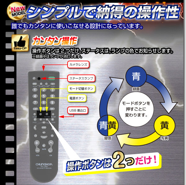 小型カメラ TVリモコン型ビデオカメラ(匠ブランド)『Sentinel』(センチネル)