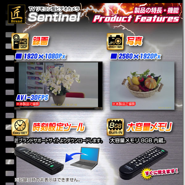 小型カメラ TVリモコン型ビデオカメラ(匠ブランド)『Sentinel』(センチネル)