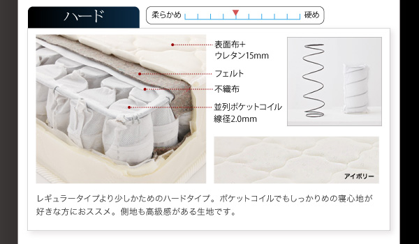 フロアベッド クイーン Truba 羊毛入りデュラテクノマットレス付き ブラウン 照明・棚付き大型フロアベッド Truba トルバ