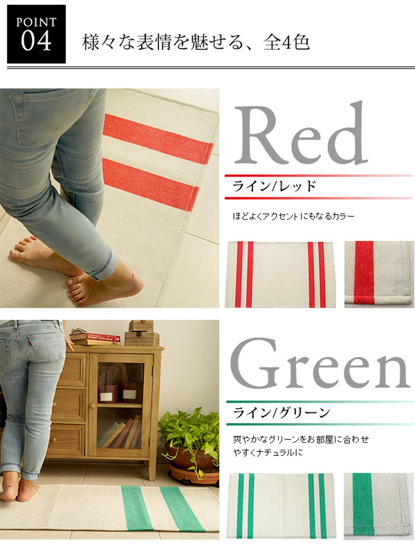シェニール織 デザインラインラグマットPS800 50×200cm (TOS) ブルー キッチンマット