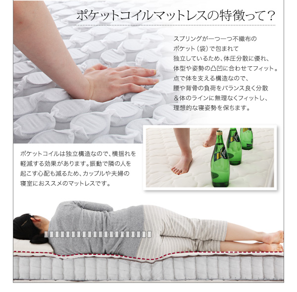 すのこベッド シングル LaBrea 羊毛入りデュラテクノマットレス付き ダークブラウン 棚・コンセント付き収納すのこベッド LaBrea ラブレア