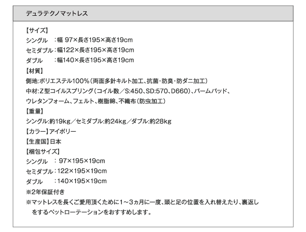 すのこベッド シングル Fort spade 羊毛入りデュラテクノマットレス付き ホワイト 棚・コンセント付き収納すのこベッド Fort spade フォートスペイド