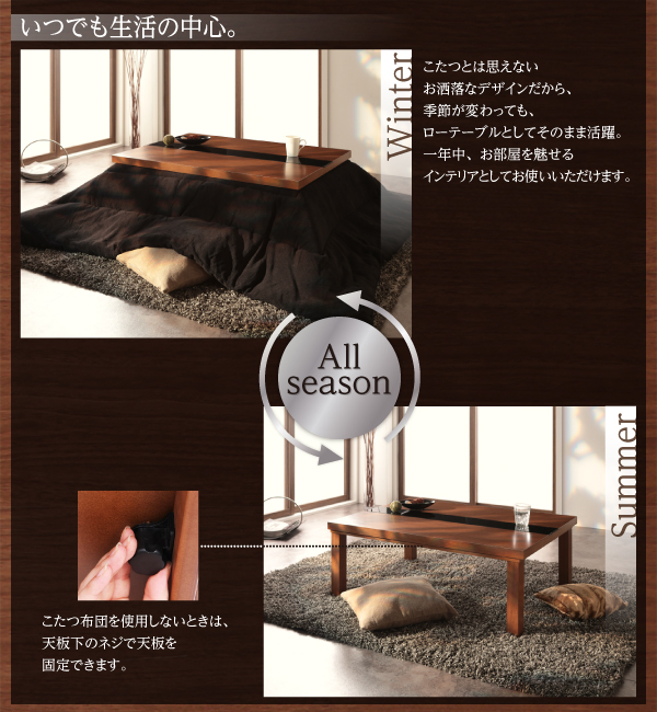 【単品】こたつテーブル 長方形(105×75cm)【Brent Wood】ウォルナットブラウン アーバンモダンデザインこたつテーブル【Brent Wood】ブレントウッド
