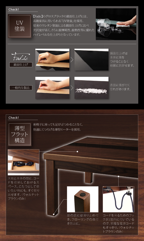 【単品】こたつテーブル 正方形(75×75cm)【Fadic】ウォルナットブラウン アーバンモダンデザインこたつテーブル【Fadic】ファディック