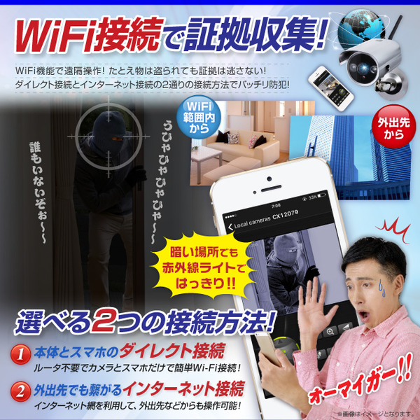 監視カメラ 防犯カメラ 屋外赤外線暗視カメラ P2P対応 強力赤外線LEDライト (OL-020) 24時間常時録画 暗視撮影 簡単設置