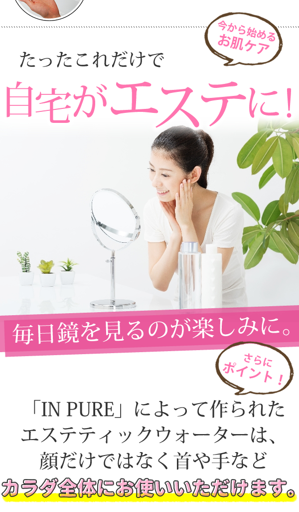 【30秒で化粧水を作る!】オゾン水生成器「IN PURE(インピュア)」本体 家庭用(専用水 2本付き)【日本製】