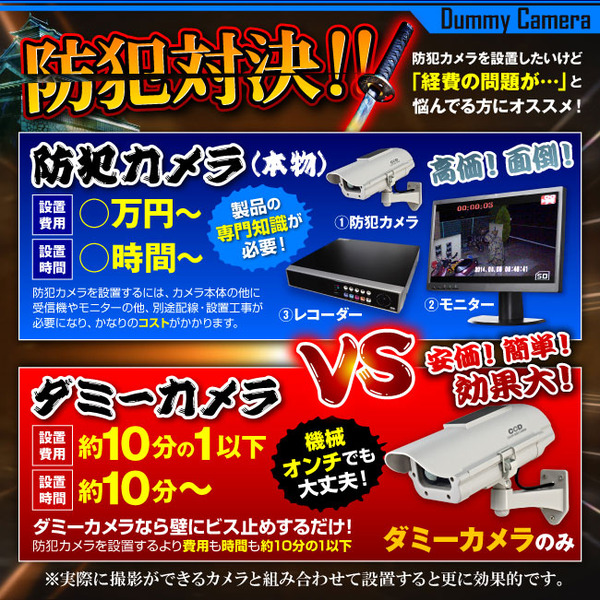 【ダミーカメラ 屋外、防犯カメラ、監視カメラ】 人感検知ソーラーバッテリー付 オンサプライ (OS-162W) アイボリー LEDライトが自動で発光 人感センサー 防雨タイプ