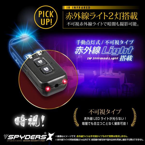 【防犯用】【超小型カメラ】【小型ビデオカメラ】 キーレス型 スパイカメラ スパイダーズX (A-202A) アニマル柄 FULL HD1080P 1200万画素 赤外線ライト 動体検知