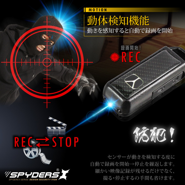 【防犯用】【超小型カメラ】【小型ビデオカメラ】 キーレス型 スパイカメラ スパイダーズX (A-202A) アニマル柄 FULL HD1080P 1200万画素 赤外線ライト 動体検知