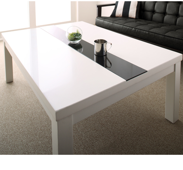 こたつ3点セット こたつ本体+掛け布団+敷布団 80×120cm【VADIT FK】こたつテーブルカラー:グロスブラック こたつ布団カラー:モカブラウン 鏡面仕上げ アーバンモダンデザインこたつセット【VADIT FK】バディット エフケー