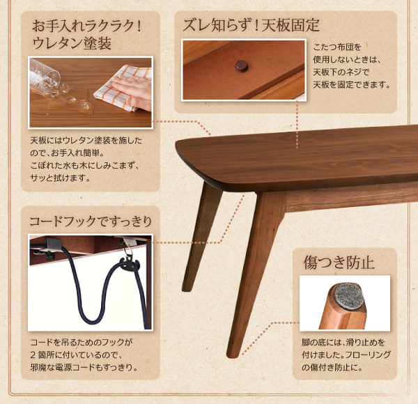 こたつ3点セット(こたつ本体+掛け布団+敷布団) 80×120cm【Lumikki DFK】雪柄/ノルディックグリーン 天然木ウォールナット材 北欧デザインこたつ【Lumikki DFK】ルミッキ ディーエフケー