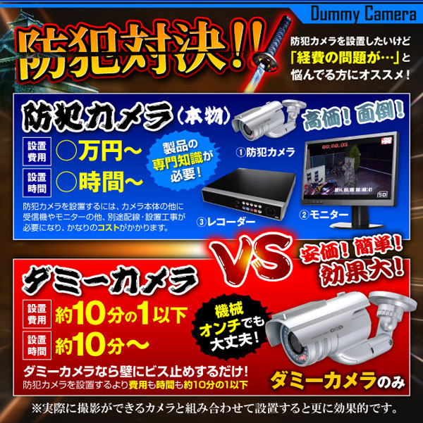 【ダミーカメラ 屋外、防犯カメラ、監視カメラ】 バレット型ソーラーバッテリー付 オンサプライ (OS-175S) シルバー 赤色LEDが常時点滅 赤外線 防雨タイプ