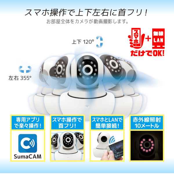 【防犯カメラ】Glanshield(グランシールド)スマ見えCAM Robo Wi-Fiホームカメラ