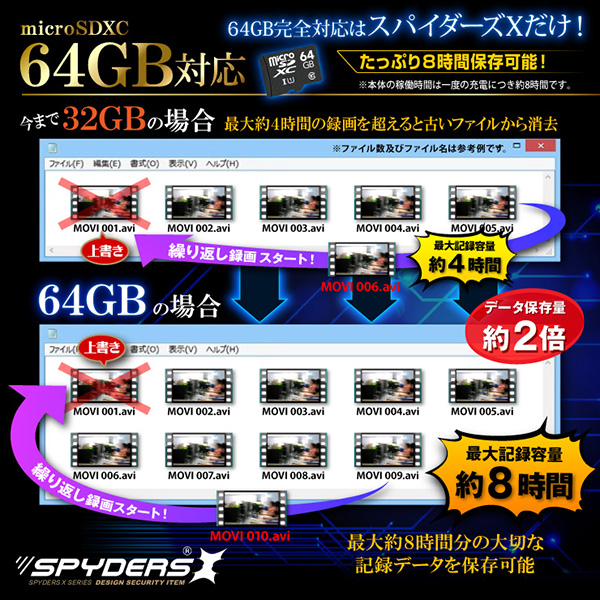 【防犯用】【超小型カメラ】【小型ビデオカメラ】iPhone6/6s用スマホバッテリーケース型カメラ スパイカメラ スパイダーズX (A-606) 1080P H.264 64GB対応