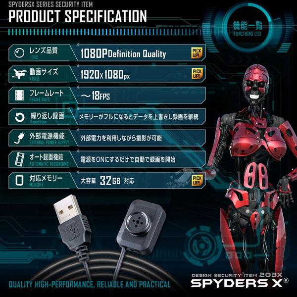 【防犯用】【超小型カメラ】【小型ビデオカメラ】ボタン型カメラ スパイカメラ スパイダーズX (M-945) 小型カメラ 1080P 簡単操作 32GB対応