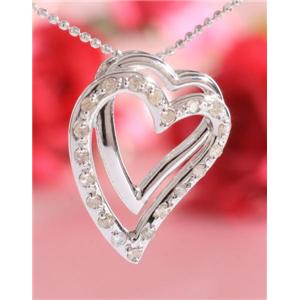 ROSSONA ダイヤモンドコレクション 0.3ct天然ダイヤ20石ペンダント(Heart Boxつき) Love Heart