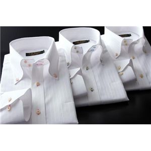 カラーステッチドゥエボットーニ・ホワイトドビーシャツ3枚セット L