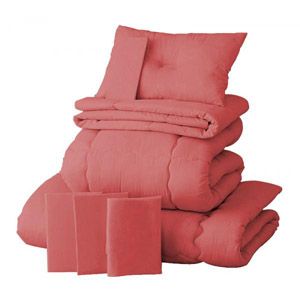 【ベッド専用】20色羽根布団8点セット ベッドタイプ・シングル ローズピンク