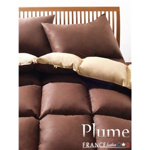 フランス産フェザー100%羽根布団8点セット【Plume】プルーム ベッドタイプ ダブル ノーブルブラウン