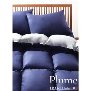 フランス産フェザー100%羽根布団8点セット【Plume】プルーム ベッドタイプ シングルサイズ ラピスネイビー