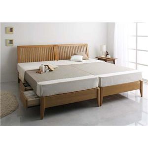タモのデザインパネルすのこベッド 【Kurva】 カルヴァ/Bイプ 引き出しあり 【国産ポケットコイルマットレス付】 シングル ナチュラルイメージ小