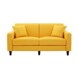 ソファー 幅160cm【LeJOY】スタンダードタイプ ハニーイエロー 脚：円錐/ダークブラウン 【リジョイ】：20色から選べる!カバーリングソファ