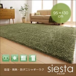 ラグマット 95×130cm【siesta】ブラウン 吸湿・発熱・防ダニシャギーラグ【siesta】シエスタ