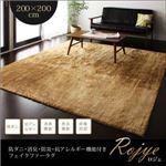 ラグマット 200×200cm【Rojye】アイボリー 防ダニ・消臭・防炎・抗アレルギー機能付きフェイクファーラグ【Rojye】ロジェ
