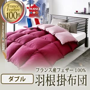 【単品】掛け布団 ダブル ブラウンベージュ フランス産フェザー100%羽根掛布団