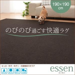 ラグマット 190×190cm【essen】ダークブラウン 撥水・防汚・防ダニ・抗菌機能付きラグ【essen】エッセン