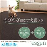 ラグマット・キッチンマットセット 190×190cm＋60×210cm【essen】ダークブラウン 撥水・防汚・防ダニ・抗菌機能付きラグ＆キッチンマット【essen】エッセン
