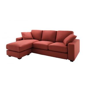 ソファー ファミリーサイズ【LeJOY】カッパーレッド 脚：ダークブラウン 【リジョイ】：20色から選べる!カバーリングコーナーカウチソファ
