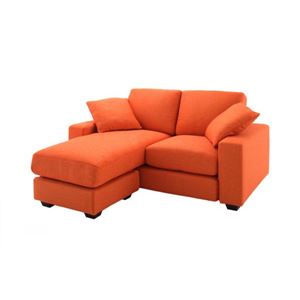 ソファー ラブサイズ【LeJOY】ジューシーオレンジ 脚：ダークブラウン 【リジョイ】：20色から選べる!カバーリングコーナーカウチソファ