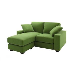 ソファー ラブサイズ【LeJOY】グラスグリーン 脚：ナチュラル 【リジョイ】：20色から選べる!カバーリングコーナーカウチソファ