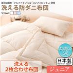 【単品】掛け布団 ジュニア【フルリオ】ブルー 東洋紡素材「アルファイン（R）」＆「コンフォロフト（R）」使用 洗える防ダニ布団Flulio【フルリオ】洗える2枚合わせ布団