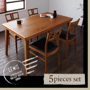 ダイニングセット 5点セット(テーブル+チェア×4)【LEWIS】天然木北欧ヴィンテージスタイルダイニング【LEWIS】ルイス
