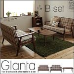 ソファーセット Bセット【Glanta】ローテーブル+ソファ×2 チェックグレー ソファ&ローテーブルセット【Glanta】グレンタ