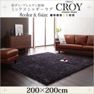 ラグマット 200×200cm【CROY】ダークパープル 防ダニ・アレルゲン抑制ミックスシャギーラグ【CROY】クロイ