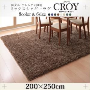 ラグマット 200×250cm【CROY】グリーン 防ダニ・アレルゲン抑制ミックスシャギーラグ【CROY】クロイ