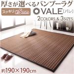 ラグマット ブラウン 190×190 厚さが選べるバンブーラグ【vale】バレ