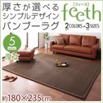 ラグマット【feeth】ブラウン 180×235cm 厚さ：5mm 厚さが選べるシンプルデザインバンブーラグ【feeth】フィース