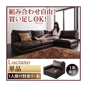 ソファー 1人掛け【Luciano】ダークブラウン モジュールローソファ【Luciano】ルチアーノ 右肘付き